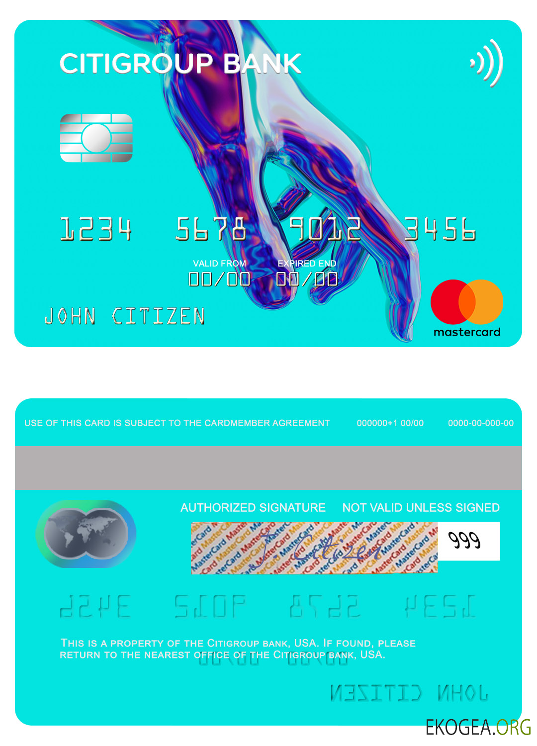 Mastercard de la Citigroup Bank aux États Unis